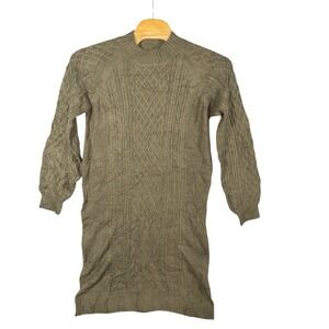 Lorraine Cable Knit Sweater Dress Womens‎ Size 12 Acrylic Olive Green
